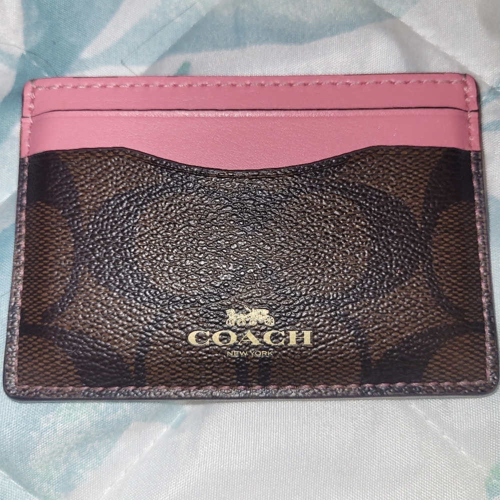 Coach Pink and Brown Key Card Holder